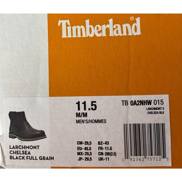 Timberland Larchmont II Chelsea Boots Mens 11.5 Black Leather Waterproof NWOT main image 6